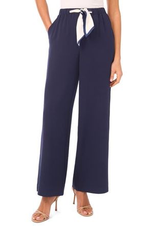 CeCe by Cynthia Steffe Tie Waist Straight Leg Pants in Classic Navy at Nordstrom, Size Xx-Small