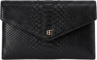 Elisabetta Franchi Fluwelen Crossbody Tas met Croco Textuur - Dames - Portefeuilles - Zwart - ONE Size - Katoen - Accessoires