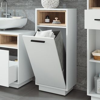 Vicco Armario De Ba&ntilde;o Beatrice, Blanco/sonoma, 38 X 93 Cm Con Bolsillo Interior Extra&iacute;ble