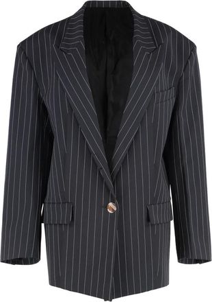 The Attico Single-breasted One Button Jacket - Dames - Blazers - Blauw - S - Leer - Jassen
