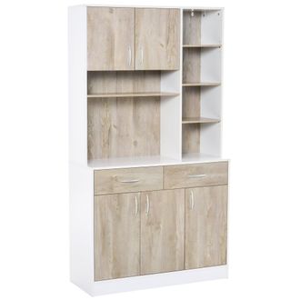 HOMCOM Kitchen Pantry Buffet Server with Hutch Multi Storage Cupboard Cabinet Sideboard - Bookcase with Drawers for Living Room - 100W x 39D x 180H cm - Home