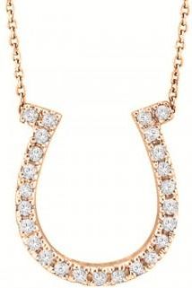 Allurez Diamond Horseshoe Pendant Necklace 14k Rose Gold (0.26ct)