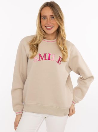 Zwillingsherz Hoodie ZWILLINGSHERZ Smile Shine, Damen, Gr. L/XL, hellbeige, Sweatware, Obermaterial: 50% Baumwolle, 50% Polyester, Sweatshirts Hoodie, Rundhals, mit