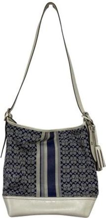 Coach Pre-owned Shoulder Bags, female, Blue, Size: ONE SIZE Pre-owned Canvas Shoulder Bag