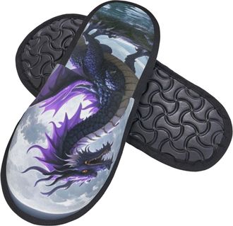 Generic Shoes Purple Moon Anti-Skid Cotton Slippers Soft Slippers For Bedroom Winter Hotel M