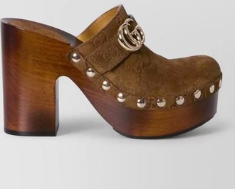 Gucci leather platform clog mules