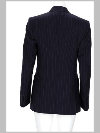Givenchy Double-Breasted Wool Pinstriped Blazer - Navy