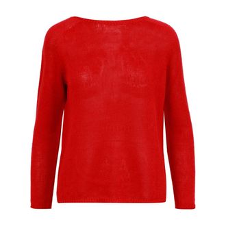 Max Mara Rode Linnen Sweater met Boothals - Dames - Ronde hals truien - Rood - XS - Linnen - Truien & Vesten