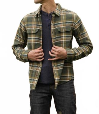 Bridge & Burn Cole Slim Fit Brushed Cotton Shirt In Green Plaid