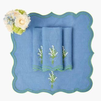 Mrs. Alice Lily of the Valley Linen Napkins in Blue at Nordstrom