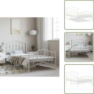 vidaXL Letto con spazio sottostante - vidaXL Giroletto con Testiera e Pediera Metallo Bianco 100x200 cm - Letto con supporto per materasso