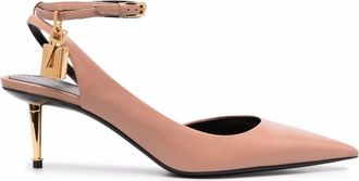 Tom Ford 70mm padlock-detail leather pumps - Neutrals