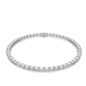 Swarovski Ketting Unisex Millenia Tennis Square Wit Gerhodineerd 5599153 - unisex - Kettingen - Grijs - ONE Size - Accessoires