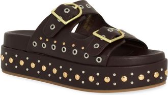 Shushop Irene Platform Slide Sandal in Brown at Nordstrom, Size 6.5
