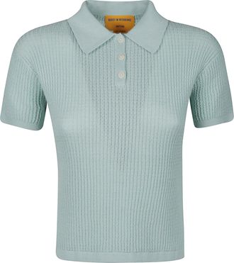Guest In Residence Shrunken Cropped Ribbed Cashmere Polo Shirt