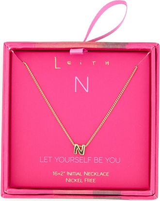 Leith Let Yourself Be You Bubble Initial Pendant Necklace in N- Gold at Nordstrom Rack