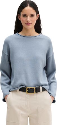 Marc O'Polo Strickpullover MARC OPOLO, Damen, Gr. XL, grau horizon, Strick, Obermaterial: 100% Baumwolle, unifarben, loose fit h&uuml;ftlang, Rundhals, Rollsaum, Pullo