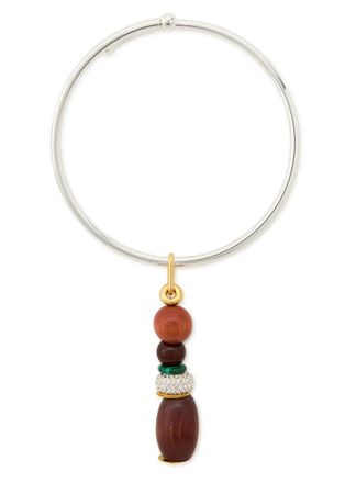 Timeless Pearly Bead Pendant Sterling Silver Hoop Necklace - Multicoloured - One Size