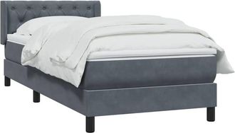 vidaXL Cama Box Spring Con Colch&oacute;n Terciopelo Gris Oscuro 80x210 Cm Vidaxl