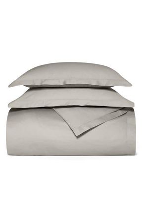 Boll & Branch Percale Hemmed 300 Thread Count Duvet Cover & Shams Set in Pewter at Nordstrom, Size Full