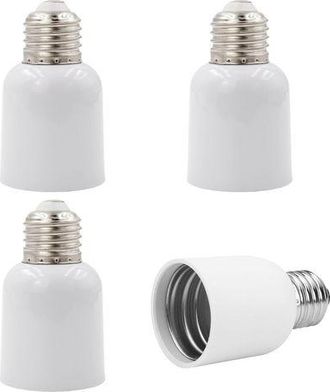 OEM Adaptador De Base De L&aacute;mpara E27 A E40 En Color Blanco - 4 Adaptadores Para Convertir Una L&aacute;mpara E40 A Un Casquillo E27 - Juego De 4 Convertidores Pa