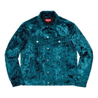 SUPREME Fuzzy Pile Trucker Jacket Teal Black SUP-SS19-165