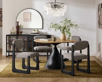 Castlery Forma Oak Round Dining Table, 47.2, Durable, Sculptural Base, Multi Color, Castlery