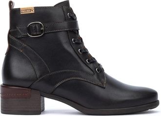 Pikolinos Zwarte enkellaars voor dames - Dames - Veterlaarzen - Zwart - 41 EU - Leer - Schoenen