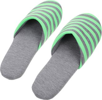 Frcolor Womens Foldable Travel Slippers Lightweight Non-Slip Indoor Cotton Cloth Slippers Portable for Hotel and Home Use, Green