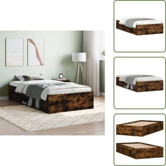 vidaXL The Living Store Giroletto Rovere Fumo 100x200 cm - Letto con scomparti