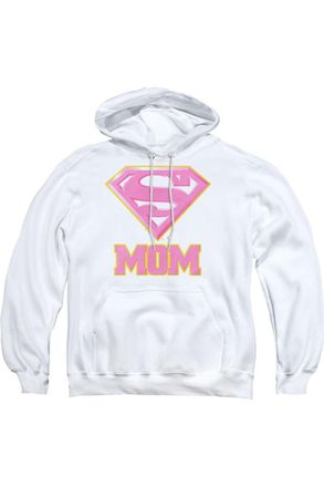 Gildan Superman Super Mom Pink Adult Pull Over Hoodie / Hooded Sweatshirt