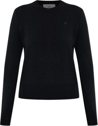 Ami Wollen trui - Dames - Ronde hals truien - Zwart - L - Wol - Truien & Vesten