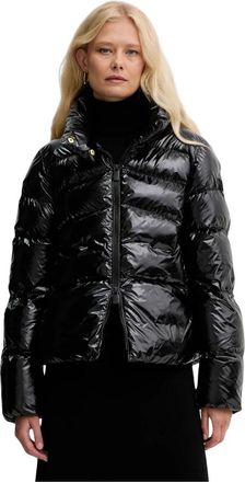 Pinko Pinko, Jassen, Dames, Zwart, L, Leer, Gewatteerde Puffer Jas