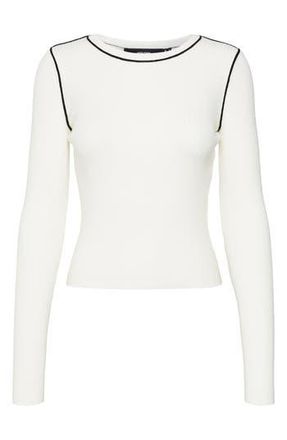 Vero Moda Kara Contrast Piping Long Sleeve Sweater Top in Birch Detail W Blac at Nordstrom Rack, Size X-Large