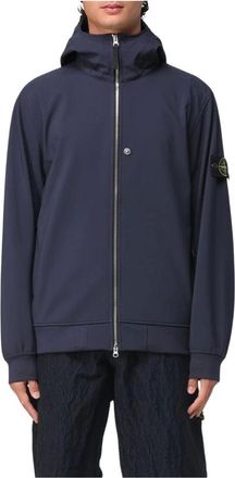 Stone Island Jassen, Heren, Blauw, M, Hooded Full Zip Jacket