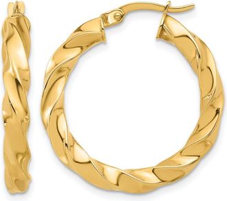Diamond2Deal 14K Yellow Gold Twisted Round Shape Hoop Earrings