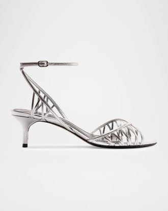 Alexandre Birman 50mm Solene Metallic Leather Sandals
