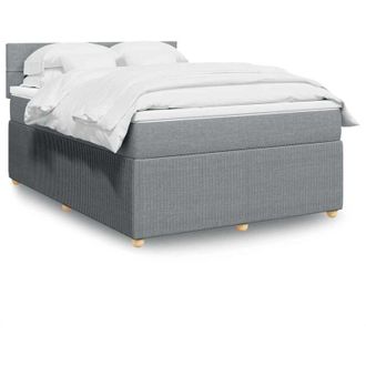 vidaXL Vidaxl - Cama Box Spring Con Colch&oacute;n Tela Gris Claro 140x190 Cm