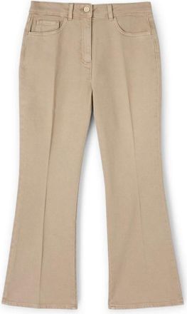 Motivi Broeken, Dames, Beige, M, Katoen, Kick-Flare Broek van Stretch Katoenkeper