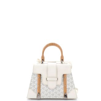 Goyard Saigon Top Handle Bag Coated Canvas with Leather PM