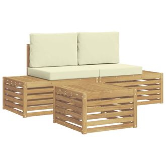 vidaXL Conjunto De Sof&aacute;s De Exterior Blanco 59 X 59 X 37 Cm Poli&eacute;ster Vidaxl