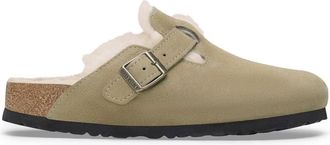 Birkenstock Taupe Boston Shearling Suede Slippers