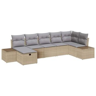 vidaXL Sofa Set with Cushion 7 pcs Poly Rattan vidaXL