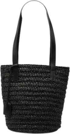 Saint Laurent Bolso Tote de Rafia Pre-owned - Pre-owned - Mujer - Negro - ONE SIZE