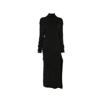 Lanvin Abito in maglia con dolcevita e spille da balia - - Dresses - Donna - Nero - L
