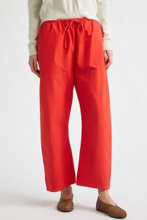 Leset Kyoto Cotton Drawstring Utility Crop Pants in Cerise at Nordstrom, Size X-Large