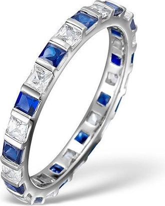 The Diamond Store Sapphire 0.70ct And Diamond Platinum Eternity Ring