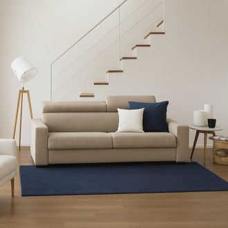 Dmora Sof&aacute; Fijo Dfrar, Sof&aacute; De 3 Plazas, 100% Made In Italy, Sof&aacute; Sala De Estar, En Tela Acolchada, Con Reposacabezas Ajustable Y Reposabrazos Est&aacute;ndar, Cm 