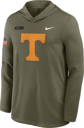 Nike Tennessee 2025 Military Appreciation Nike Mens Dri-FIT College Long-Sleeve Hooded Top in Green | 03B92DHUTN-GQY