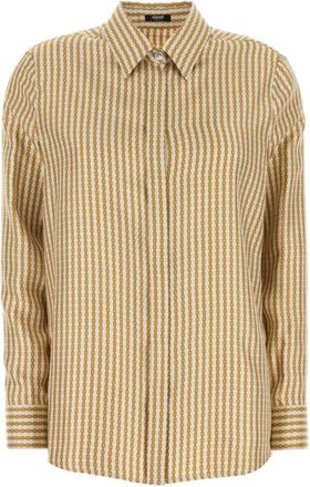 Versace Pinstripe Chain Silk Shirt - Dames - Overhemden - Beige - S - Overhemden